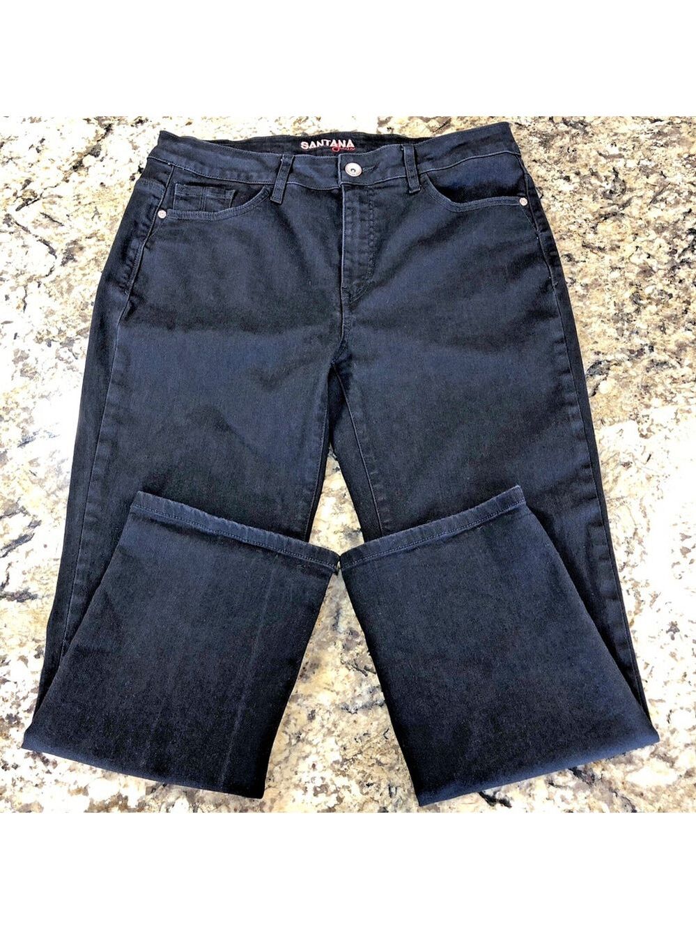 Size 14 X 25.5 Santana Jeans Womens Straight Leg Classic Black Stretchy VN